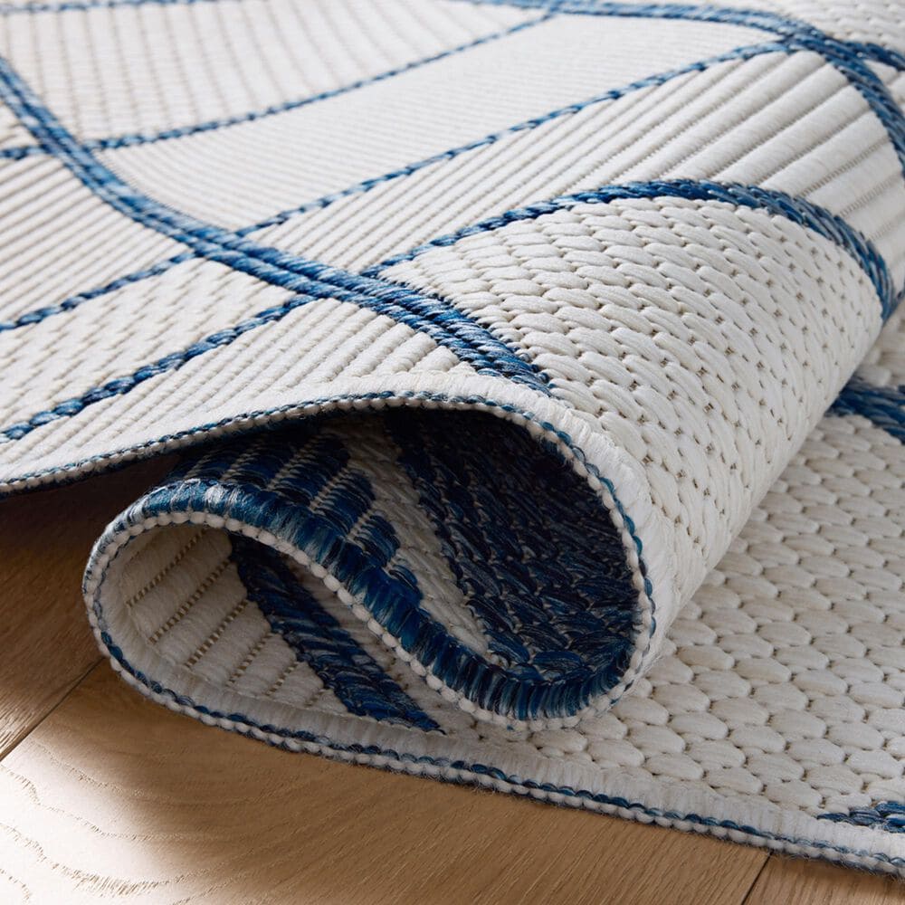 Loloi Easton Ivory and Denim 2&#39;3&quot; x 3&#39;9&quot; Indoor/Outdoor Area Rug, , large