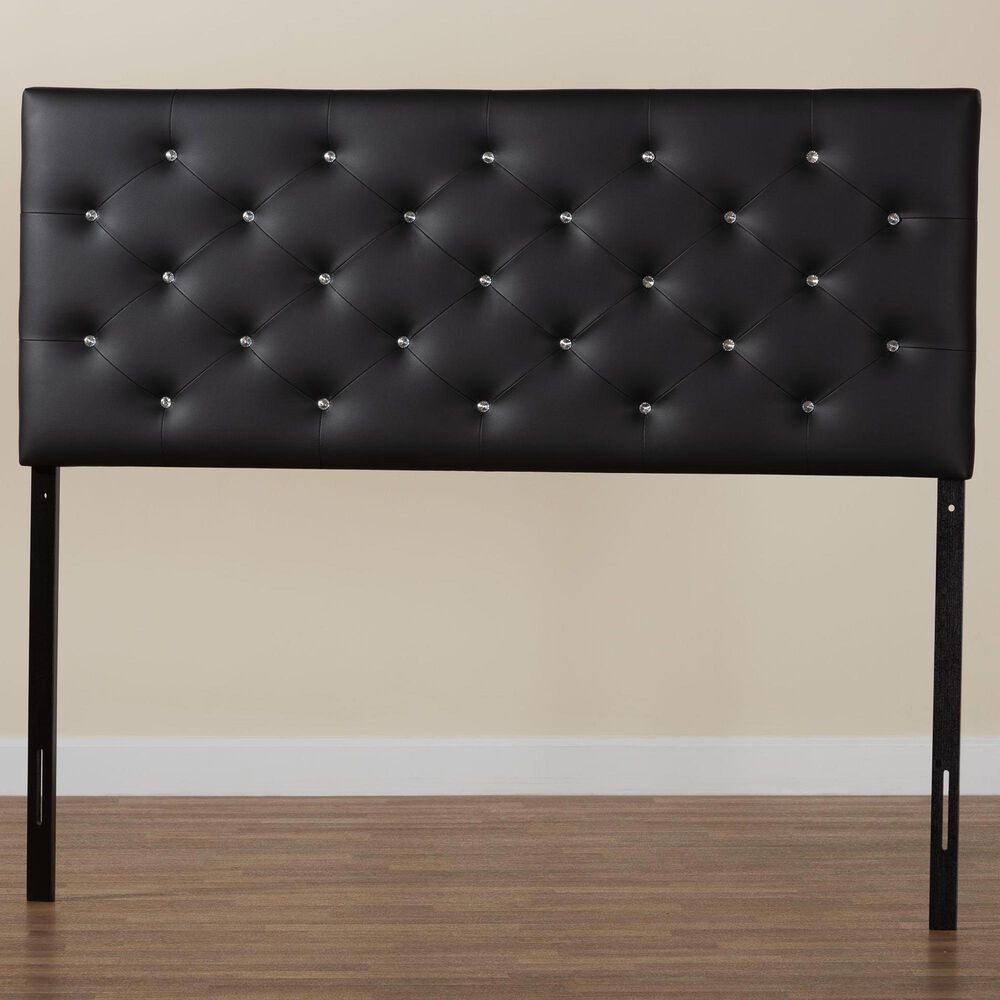 Baxton Studio Viviana Full Upholstered Headboard in Black, , large