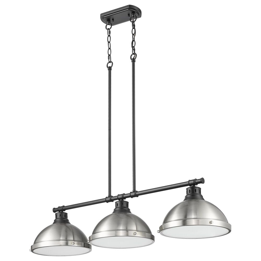 Golden Lighting Duncan 3-Light Pendant with Pewter Shade in Matte Black, , large