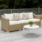 Hearth and Haven Outdoor Sofa with Cushions and Natural Wicker in Cream White, , large