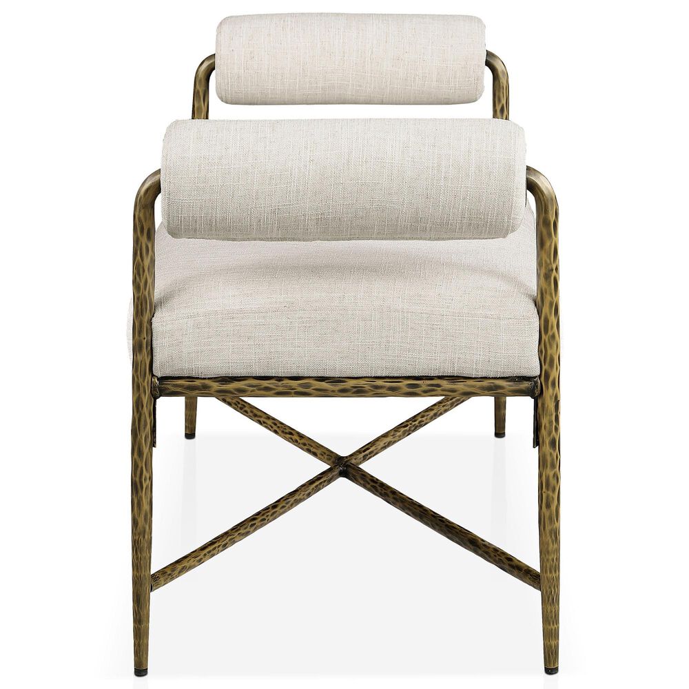 Furniture of America Lalia Hammered Metal Upholstered Bench in Matte Gold, , large