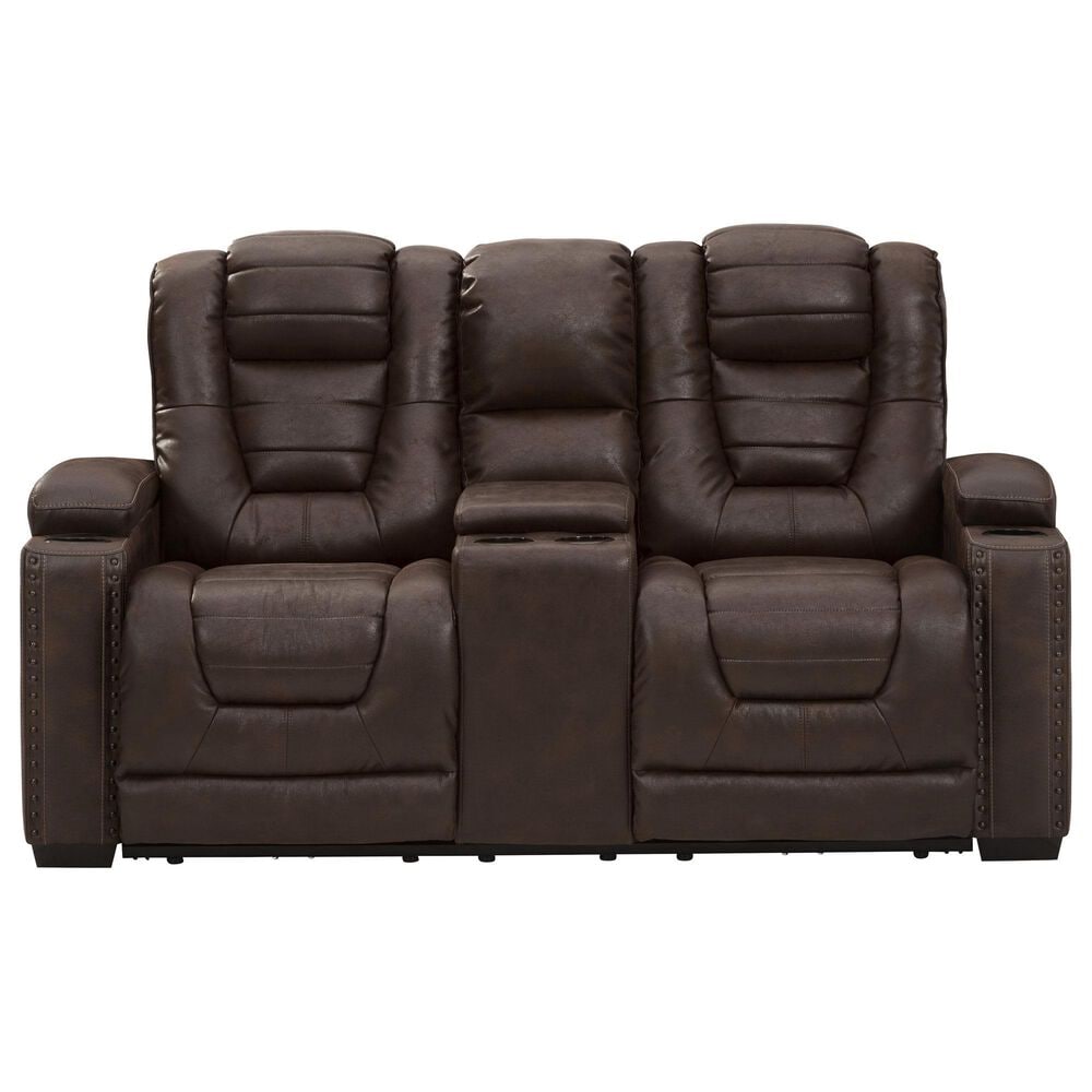 Ashley Owner&#39;s Box Power Reclining Loveseat with Console in Thyme, , large
