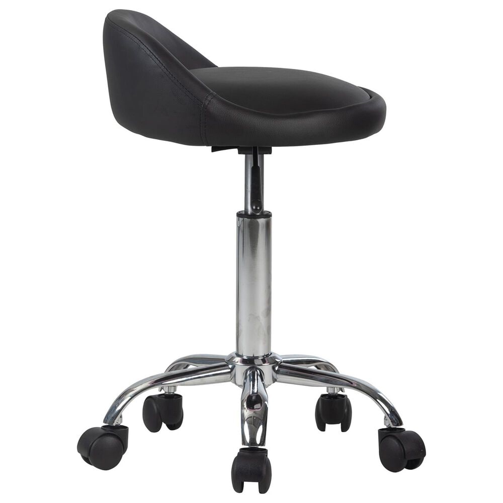 Impressions Vanity Shauna Swivel Vanity Stool with Black Cushion in Silver, , large