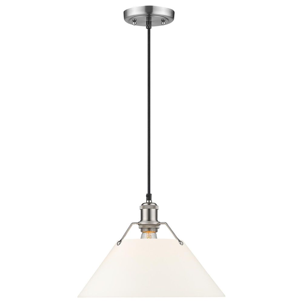 Golden Lighting Orwell 1-Light Wide Large Pendant with Opal Glass Shade in Pewter, , large