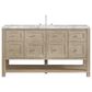 James Martin Vanities Breckenridge 60" Single Bathroom Vanity in Whitewashed Oak with 3 cm Carrara White Marble Top and Rectangular Sink, , large