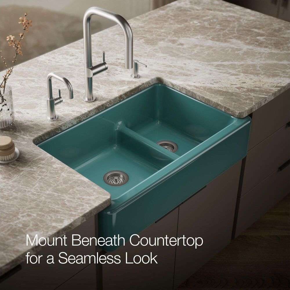 Kohler Whitehaven 35.5" Undermount Double-Bowl Kitchen Sink in Teal, , large