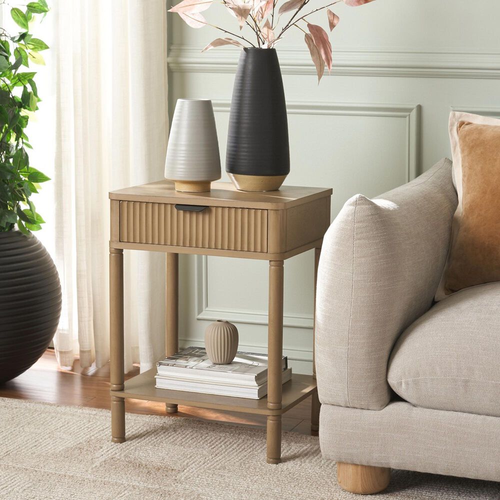 Safavieh Thurston 1-Drawer End Table in Desert Brown, , large