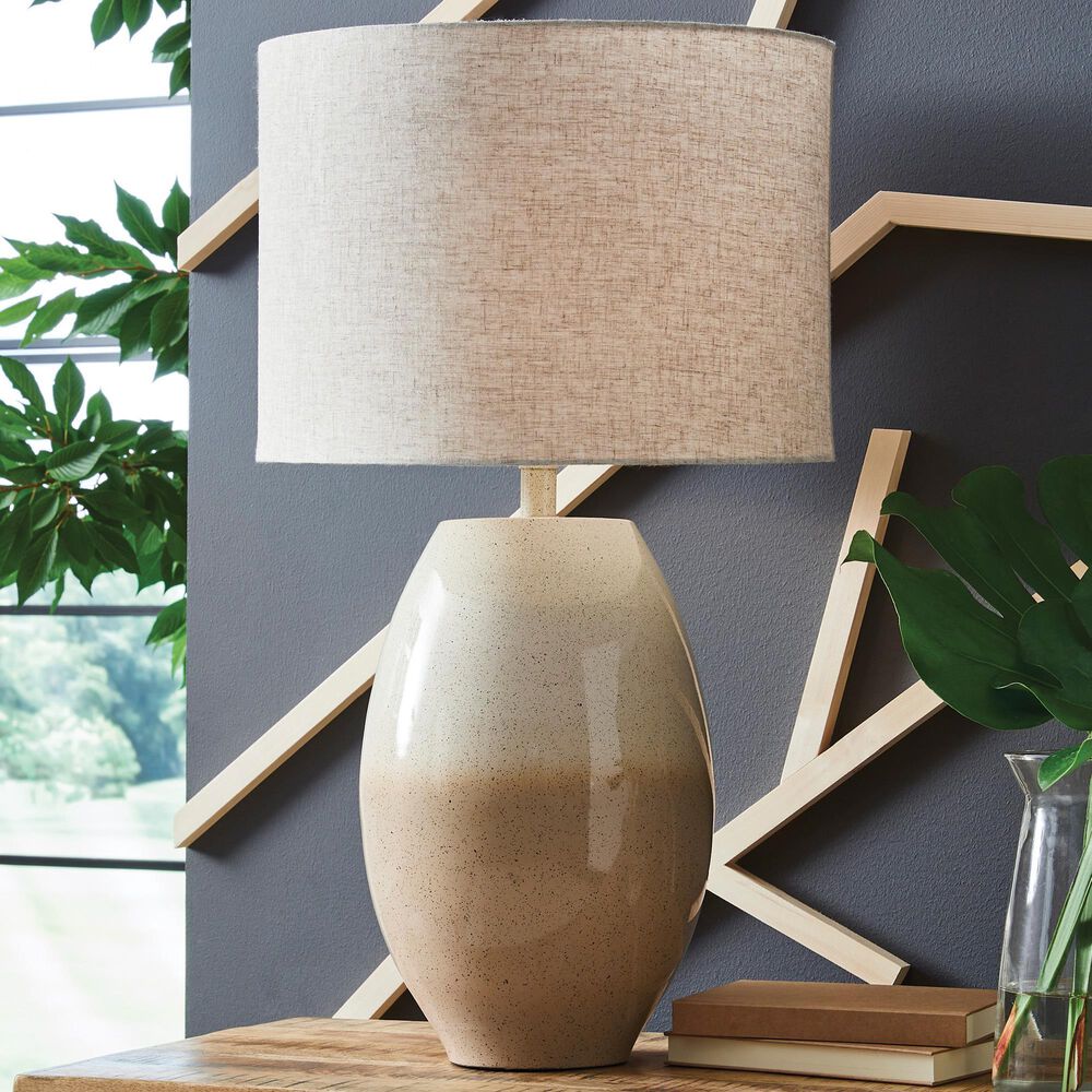 Ashley Linas Table Lamp in Cream and Beige, , large