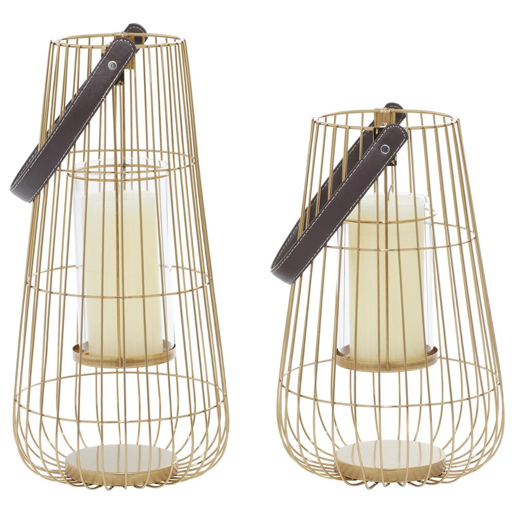 Maple and Jade Metal Lantern in Gold (Set of 2), , large