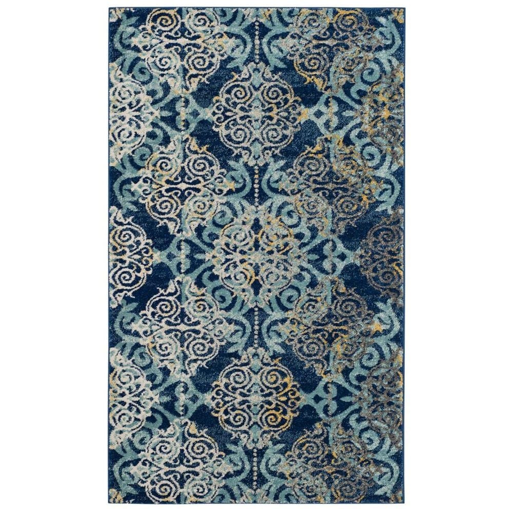 Safavieh Evoke EVK230A 2"2" x 4" Royal Blue and Light Blue Scatter Rug, , large