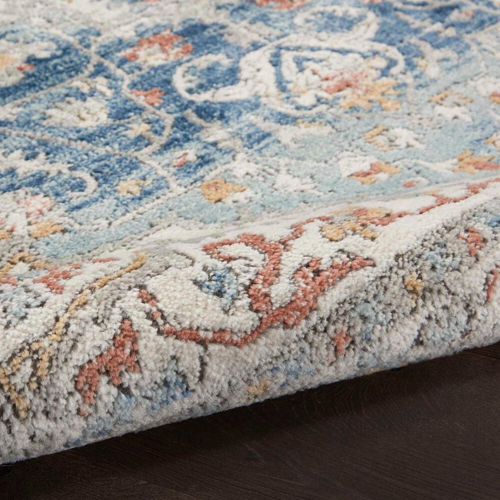 Nourison Quarry QUA11 2&#39;2&quot; x 7&#39;6&quot; Ivory and Blue Runner, , large