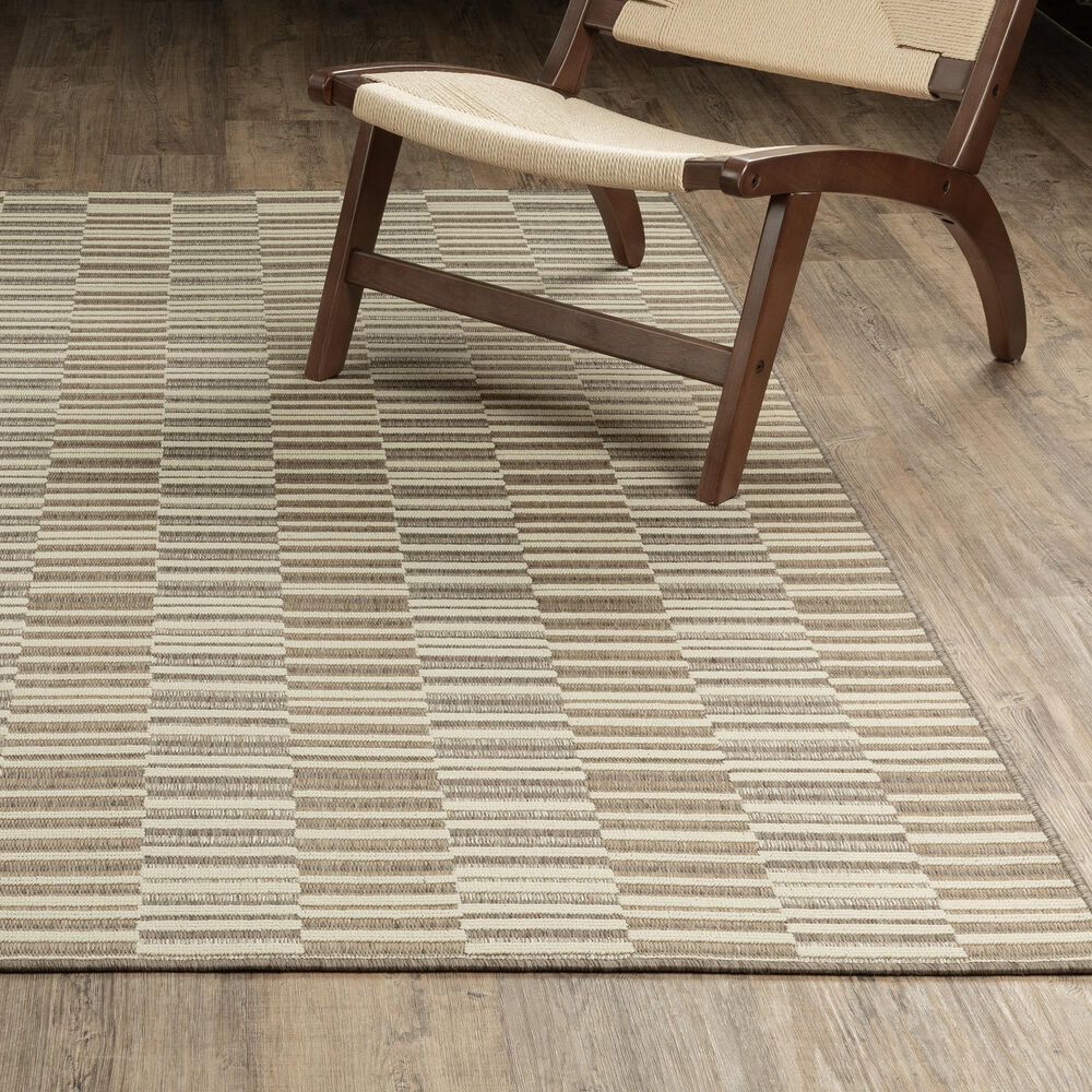 ROW by Oriental Weavers Zarina ZAR10 Beige and Ivory 6'7" x 9'2" Indoor/Outdoor Area Rug, , large
