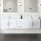 Lexora Home Geneva 80" Double Bathroom Vanity in Glossy White with 2 cm White Quartz Top and Rectangular Sinks, , large