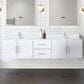 Lexora Home Geneva 80" Double Bathroom Vanity in Glossy White with 2 cm White Quartz Top and Rectangular Sinks, , large