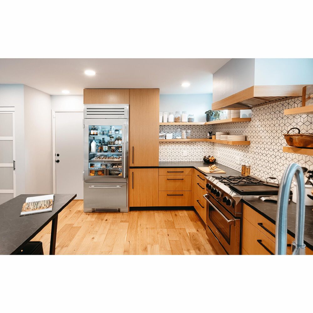True Residential 22.6 Cu. Ft. Bottom Freezer Refrigerator with Right Hinge and Glass Door in Stainless Steel, , large