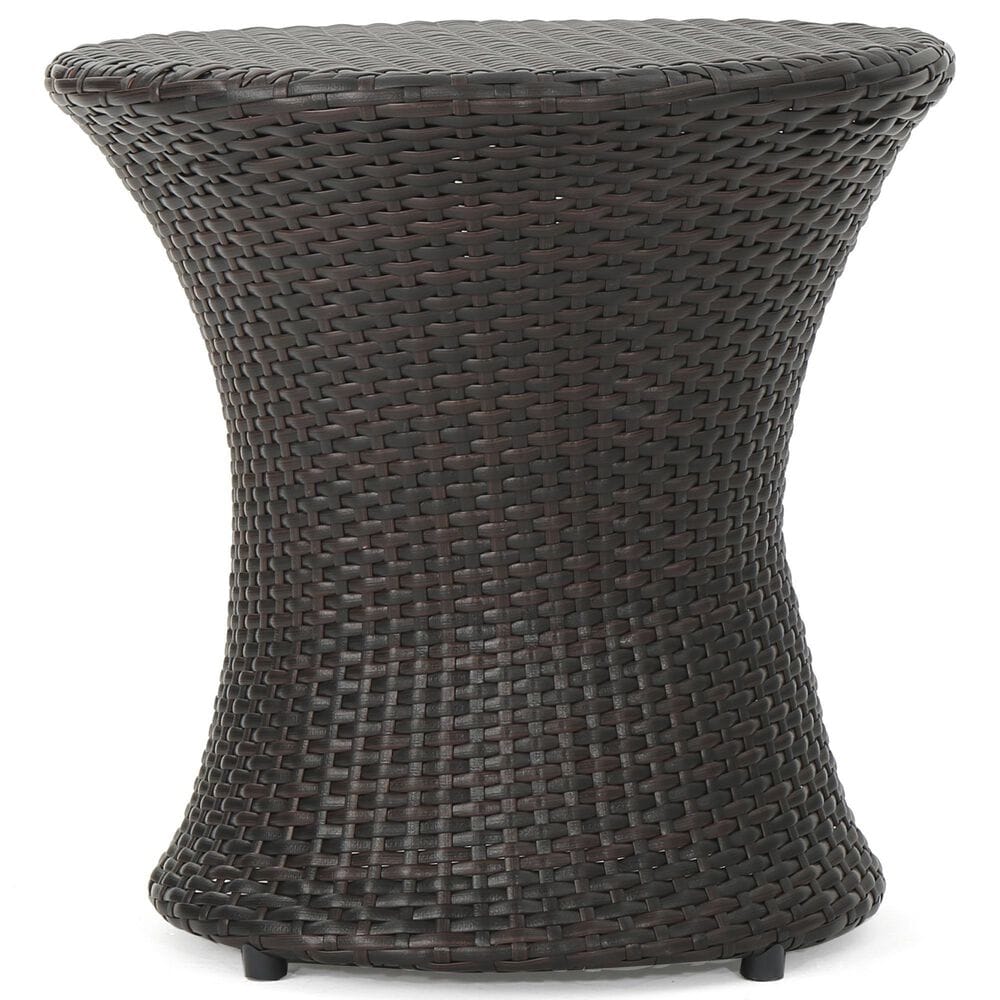 Hearth and Haven Kono Outdoor Hourglass End Table in Brown, , large