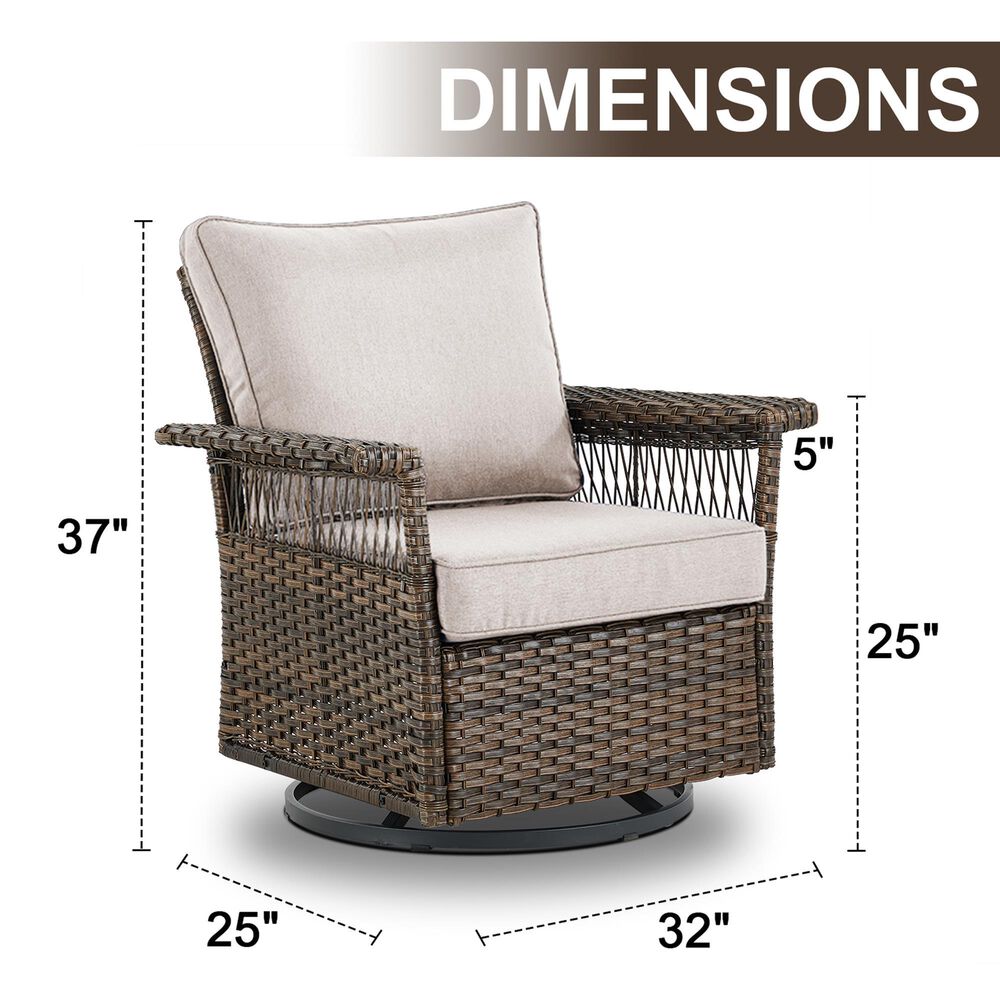 Sunwell Garden Patio Swivel Glider Chair in Beige (Set of 2), , large