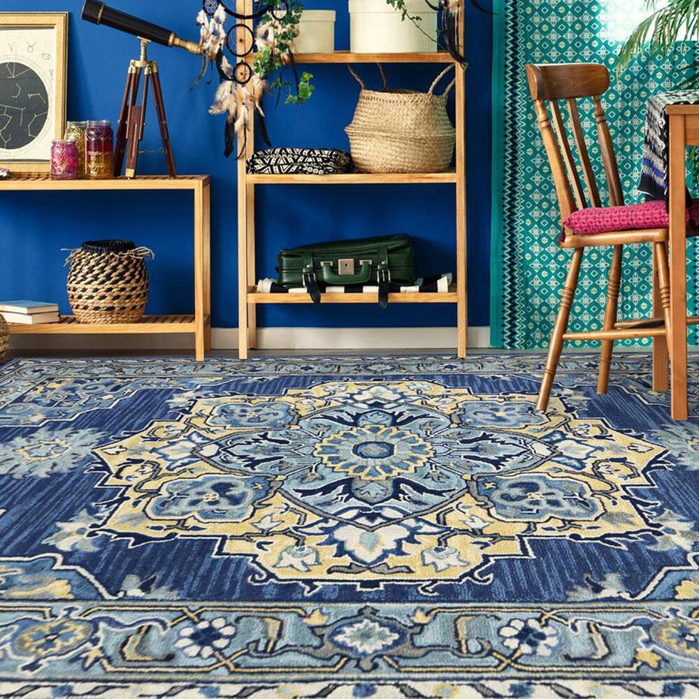 Amerr Boho 5&#39; x 8&#39; Steel Blue Area Rug, , large
