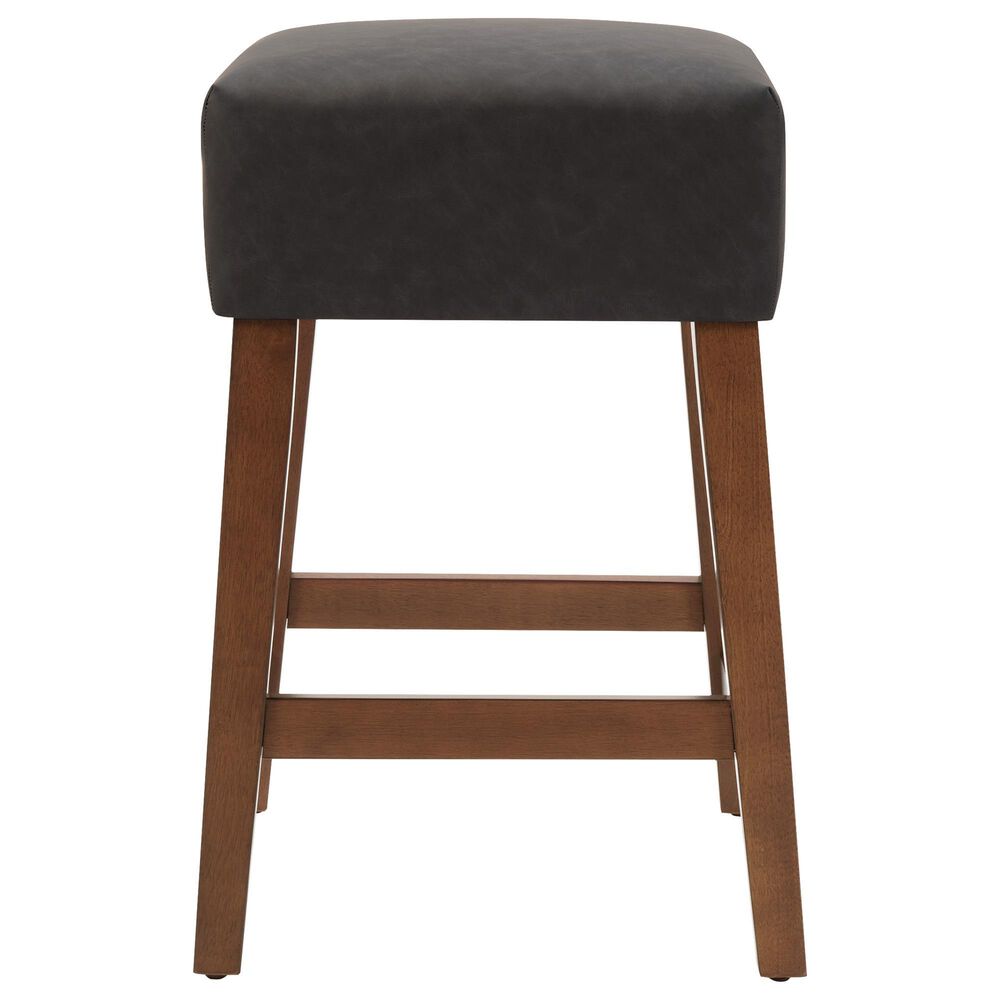 Valor Living Roscoe 26" Backless Counter Stool with Black Upholstery in Cherry, , large