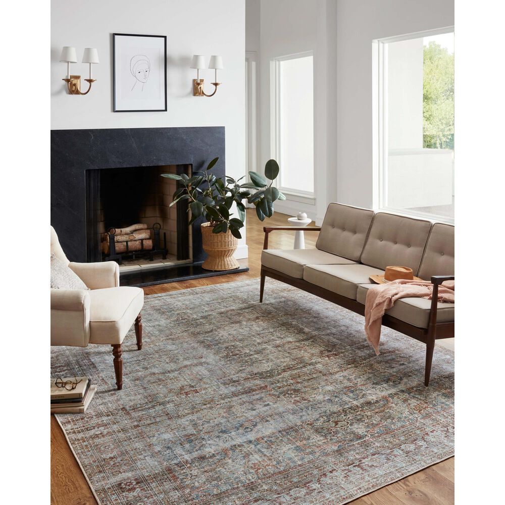 Chris Loves Julia x Loloi Jules 8&#39;6&quot; x 11&#39;6&quot; Lagoon and Brick Area Rug, , large