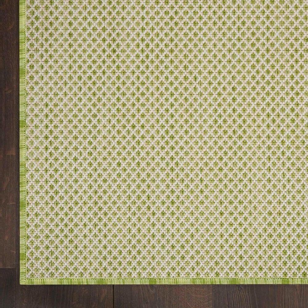 Nourison Courtyard Ivory and Green 5&#39; Square Indoor/Outdoor Area Rug, , large