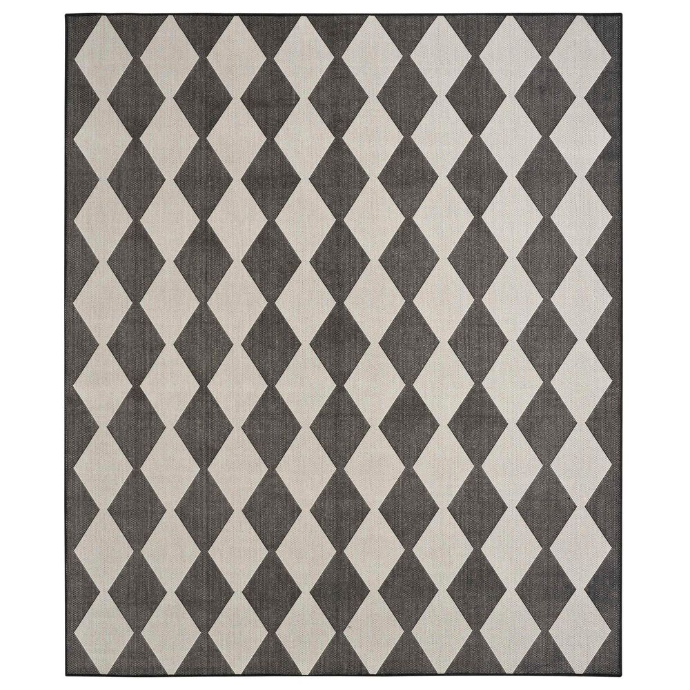 Nourison Positano Geometric Black 8" x 10" Indoor/Outdoor Area Rug, , large