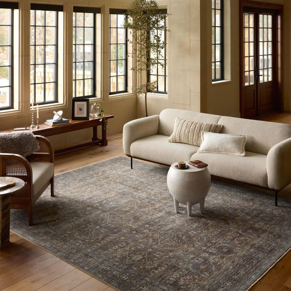 Loloi Heritage 6&#39; x 9&#39; Lagoon and Tobacco Area Rug, , large