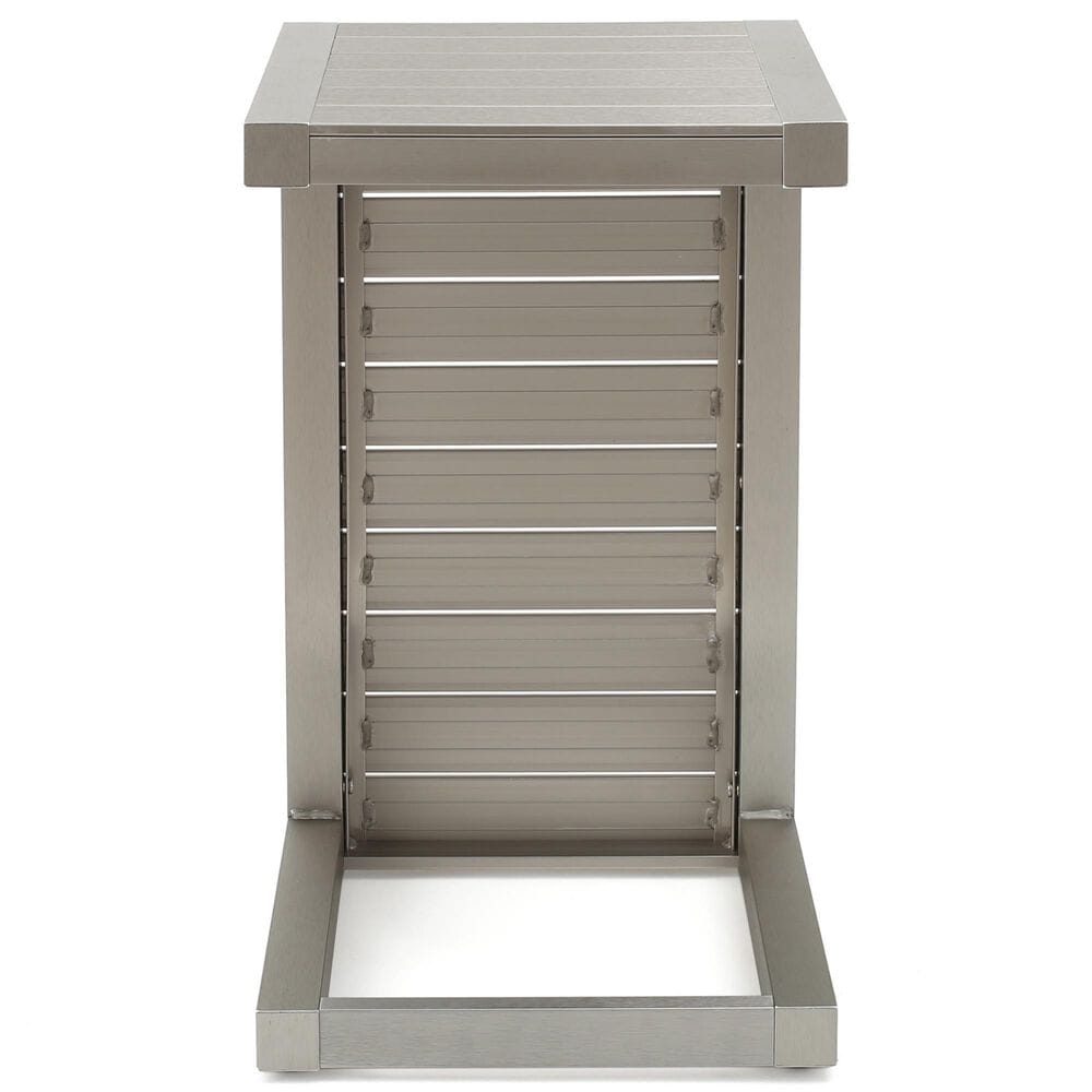 Hearth and Haven Cape Coral C-Shaped Patio Side Table in Silver, , large