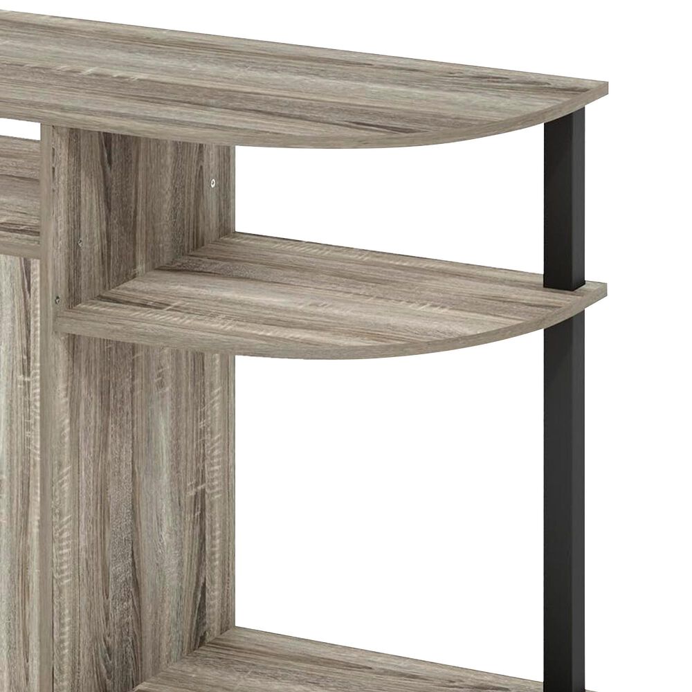 HOMLUX 47" Curved TV Stand with Electric Fireplace in French Oak Grey and Black, , large