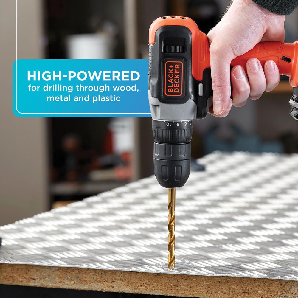 Black &amp; Decker 20V Max Cordless Drill and Driver in Black and Orange, , large
