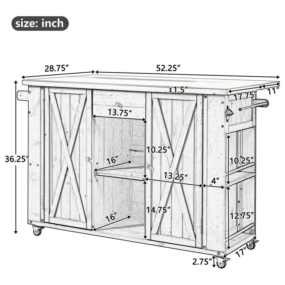 Hearth and Haven Outdoor Kitchen Island with Stainless Steel Top in Grey, , large