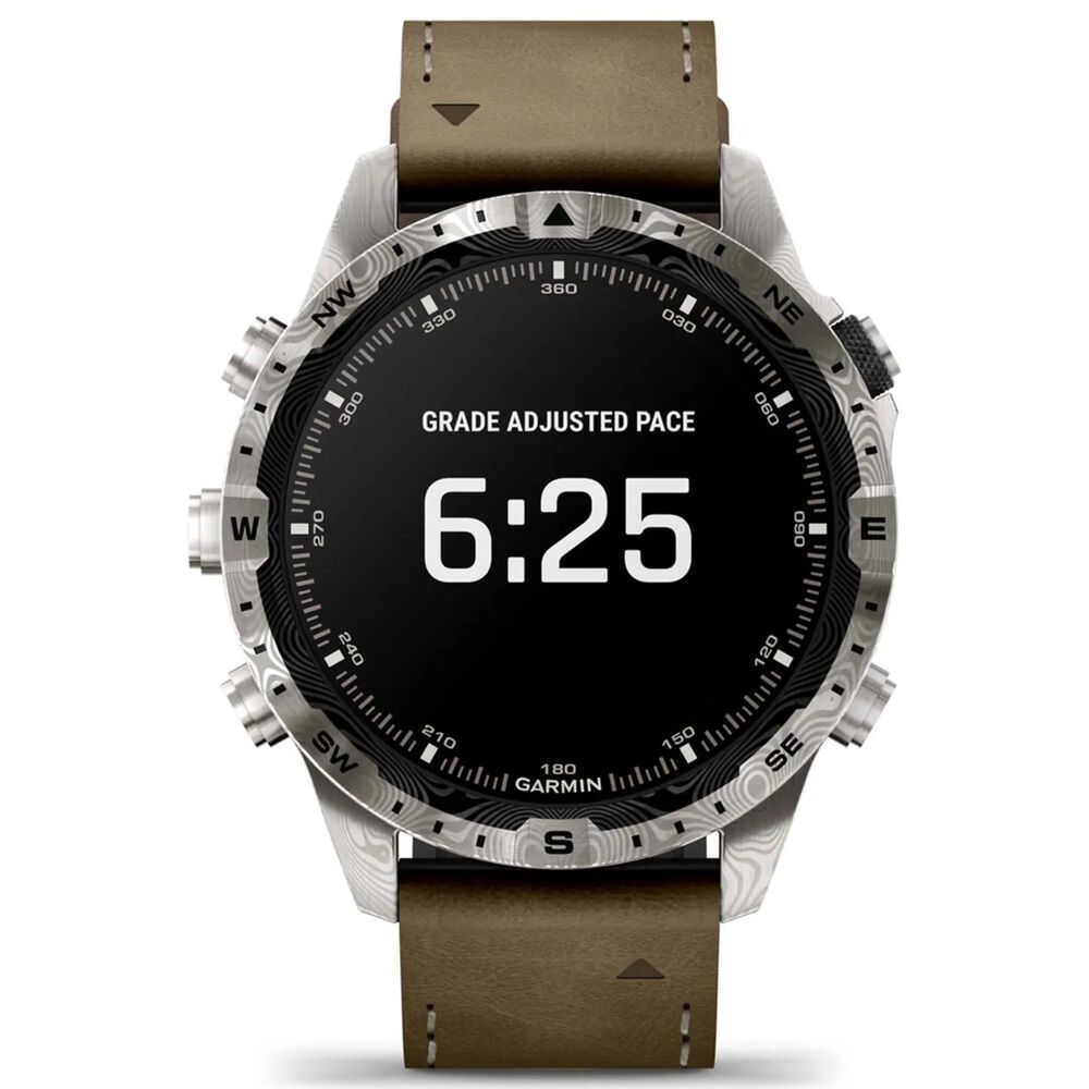Garmin MARQ Adventurer Edition &#40;Gen 2&#41; Smartwatch 46 mm Damascus Steel Case with Brown Band, , large
