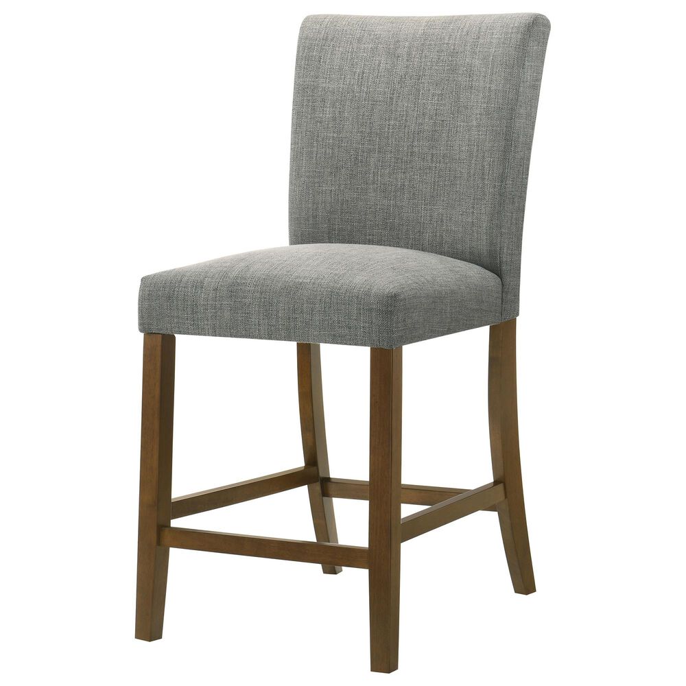 Coaster Paxton Counter Chair with Grey Upholstery in Warm Brown, , large