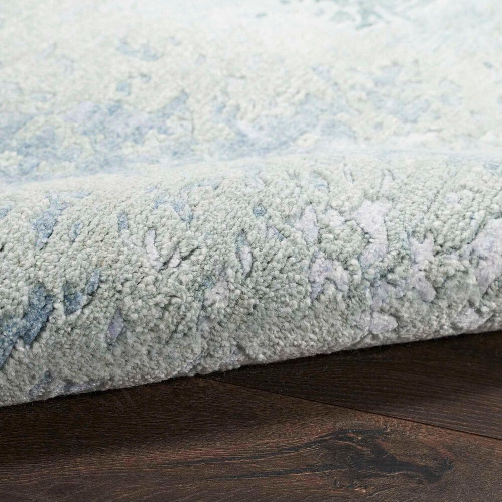 Nourison Silk Shadows 2&#39;3&quot; x 8&#39; Blue and Green Runner, , large