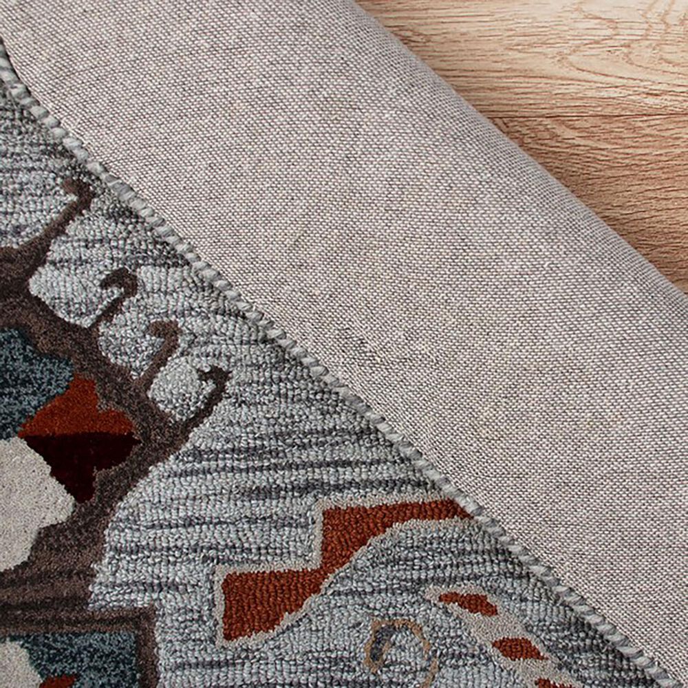 L&amp;R Resources Sinuous Textile Southwestern 4&#39; Octagon Terracotta, Gray and Blue Area Rug, , large