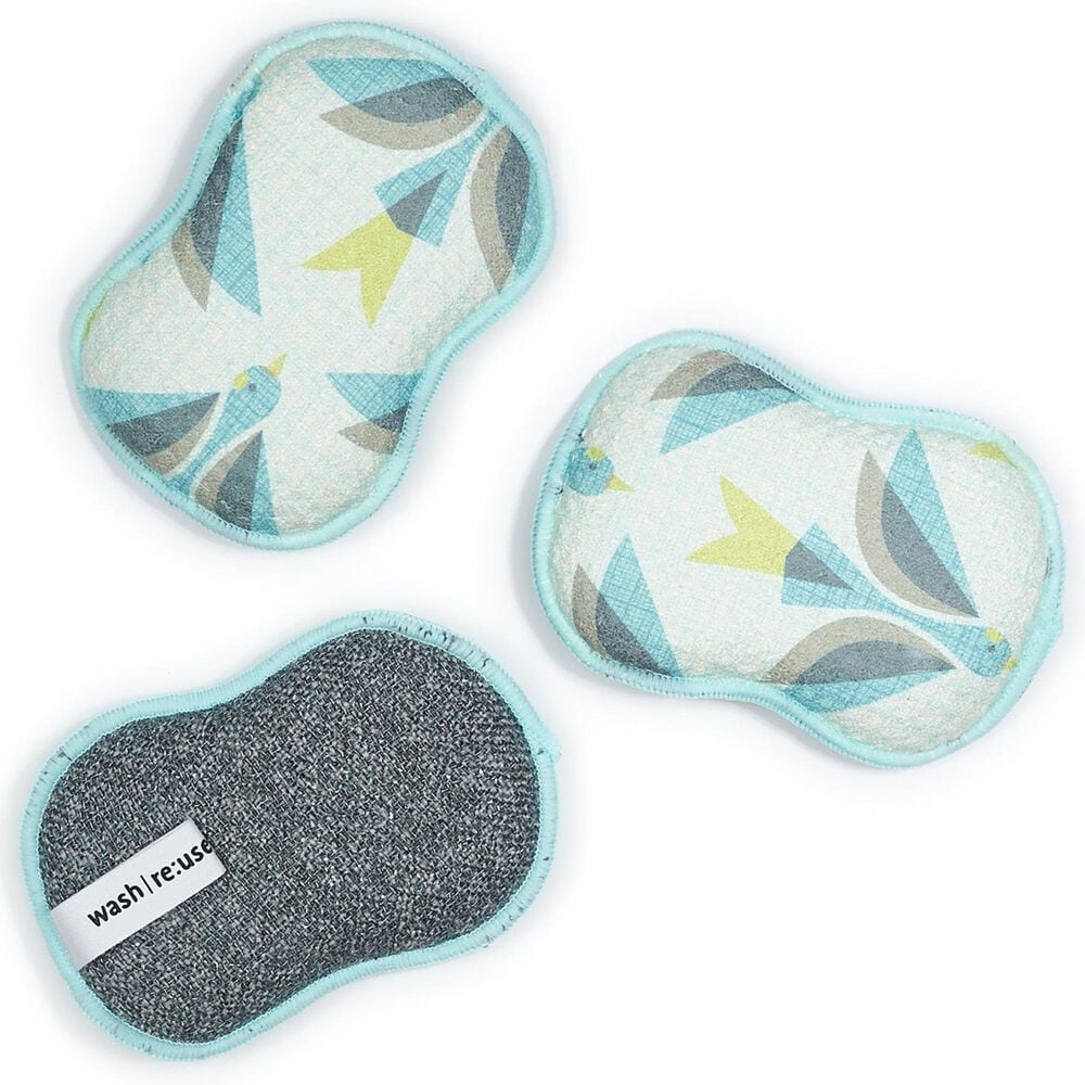 Once Again Home Sparrow Reusable Sponge in Sparrow Blue &#40;Set of 3&#41;, , large