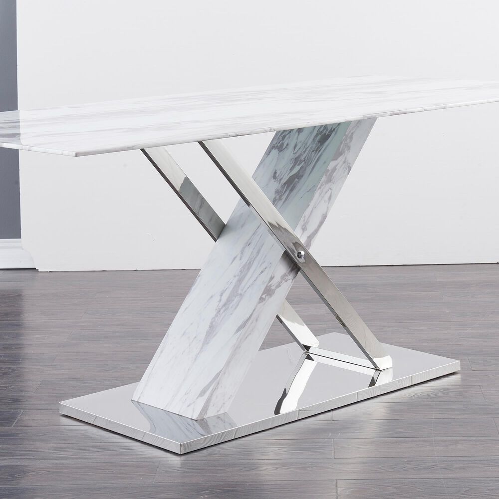 Global Furniture USA Dining Table in Light Grey Silver Marble, , large