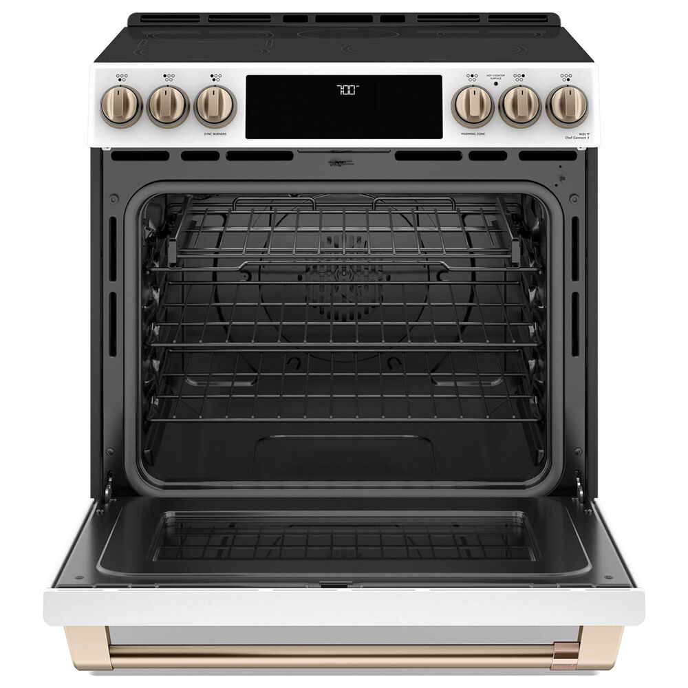 Cafe 2-Piece Kitchen Package with 30&quot; Slide-In Range and 1.7 Cu. Ft. Microwave Oven in Matte White, , large