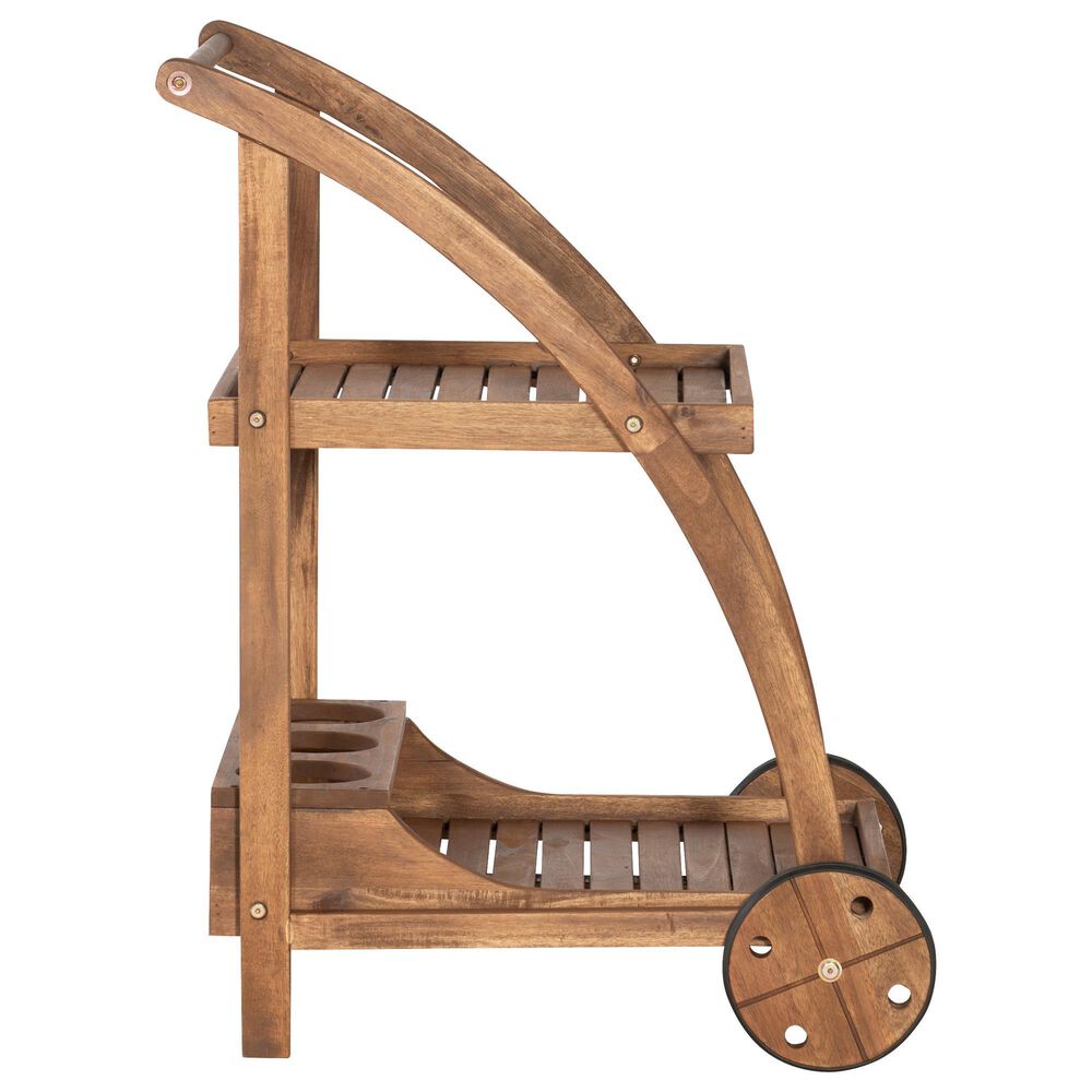 Linon Home Decor Catalan Patio Trolley Cart in Warm Acorn, , large