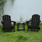 Hearth and Haven 3-Piece Outdoor Folding Adirondack Chair Set with Side Table in Black, , large