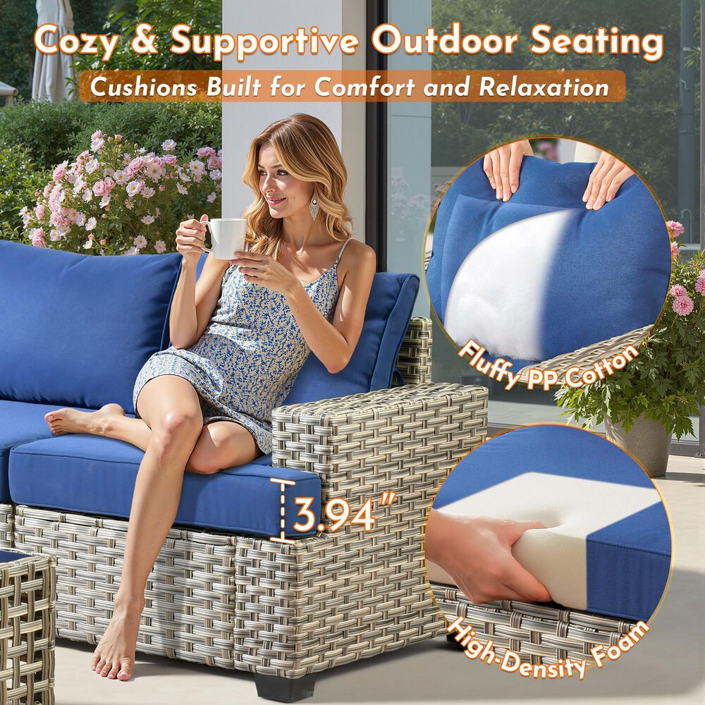 HOMLUX 9-Piece Modular Patio Conversation Set in Navy Blue, , large