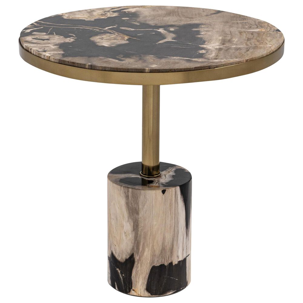 Classic Home Jordyn 18" Round Accent Table in Molten Husk and Brass, , large