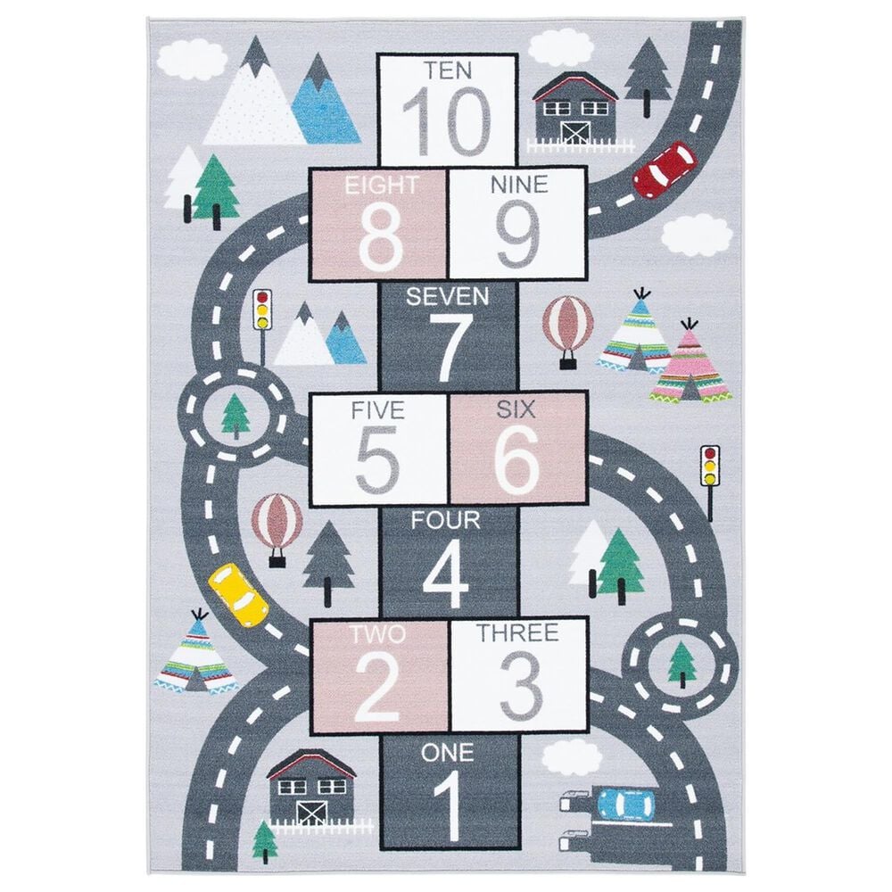 Safavieh Kids Playhouse 4"4" x 6" Grey and Pink Rug, , large