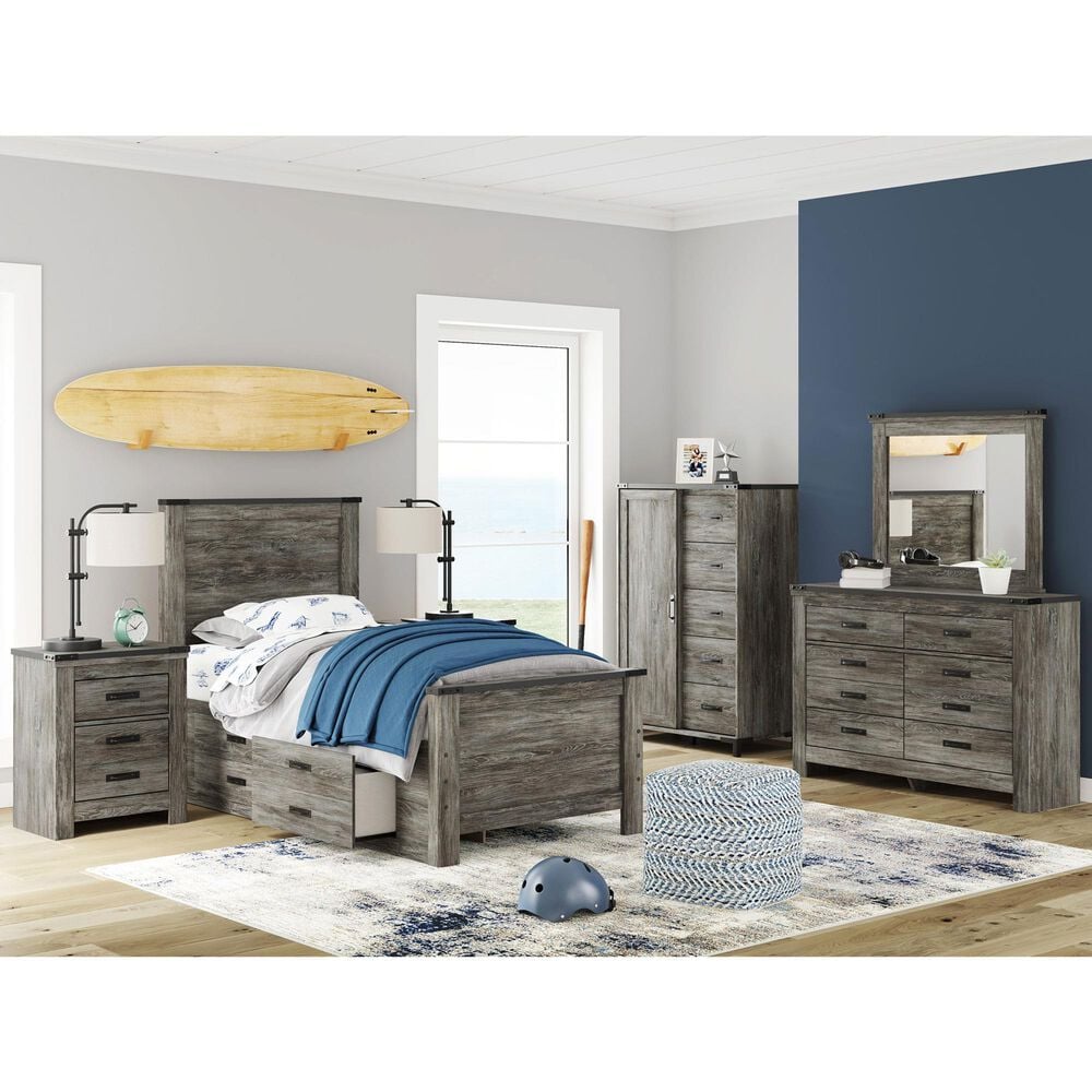 Ashley Frandern Twin Platform Bed with Storage in Warm Gray, , large