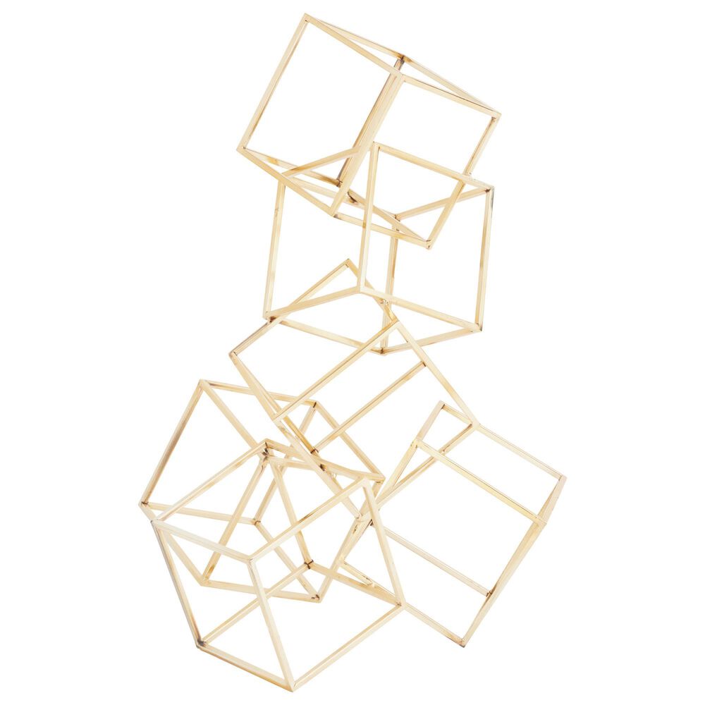Maple and Jade 20" x 15" Cubes Sculpture in Gold, , large