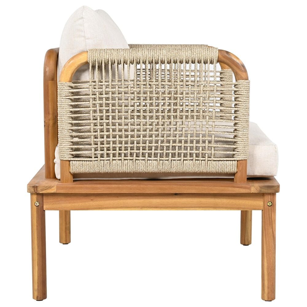 Hearth and Haven 5-Piece Outdoor Conversation Set with Weather Rope and Beige in Teak, , large