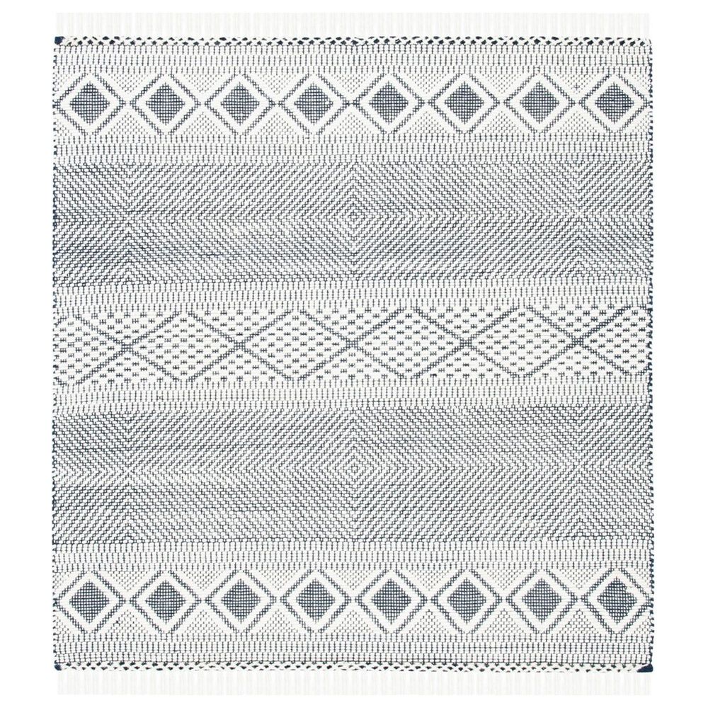 Safavieh Natura NAT856A 6" Square Ivory and Navy Area Rug, , large