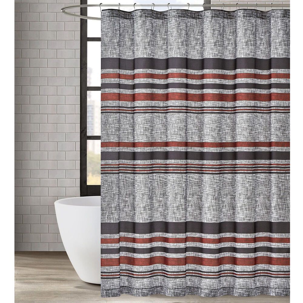 Pem America London Fog Warren Shower Curtain in Grey and Black, , large