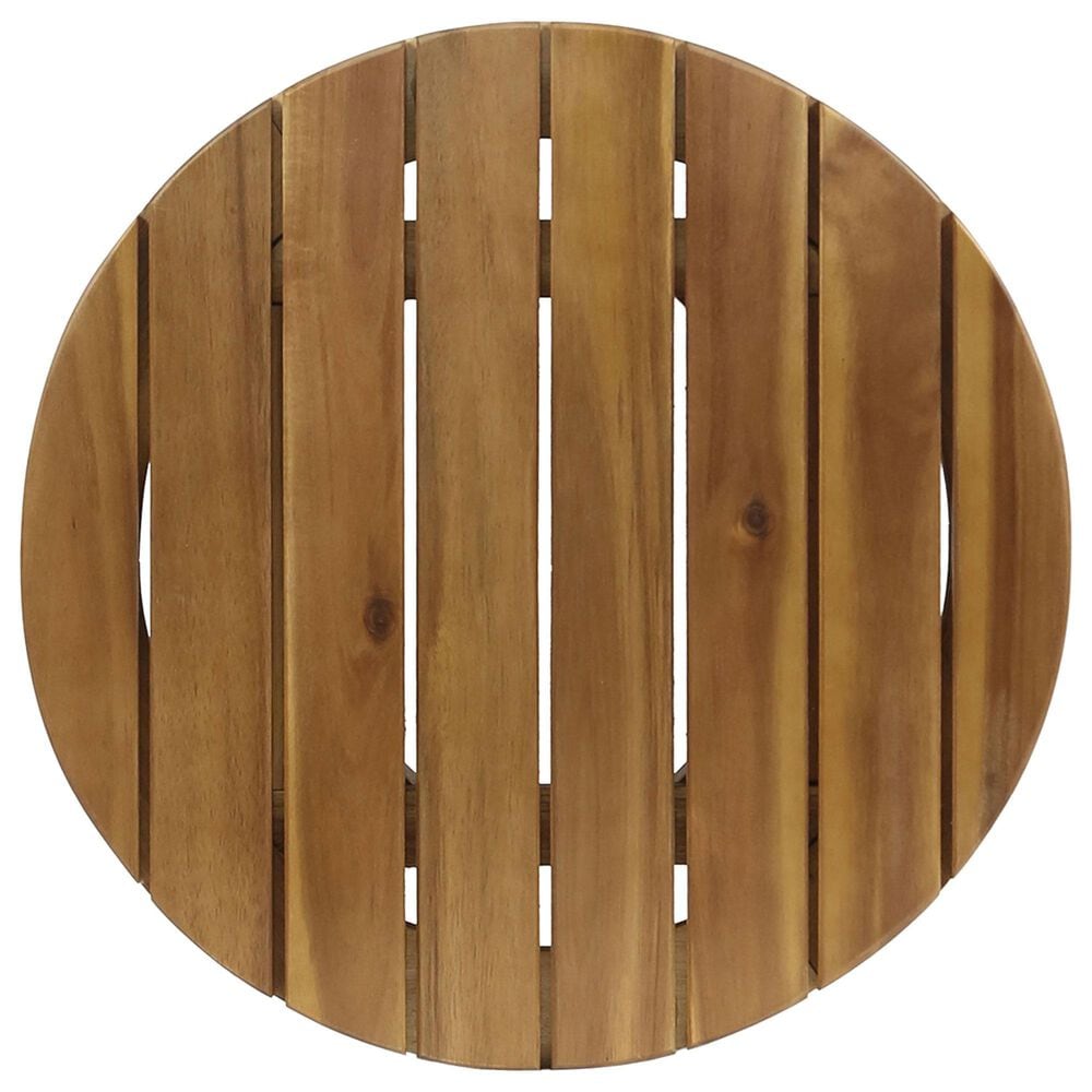 Hearth and Haven 3-Piece Outdoor Chat Set with Teak Slat-Top Side Table in White, , large