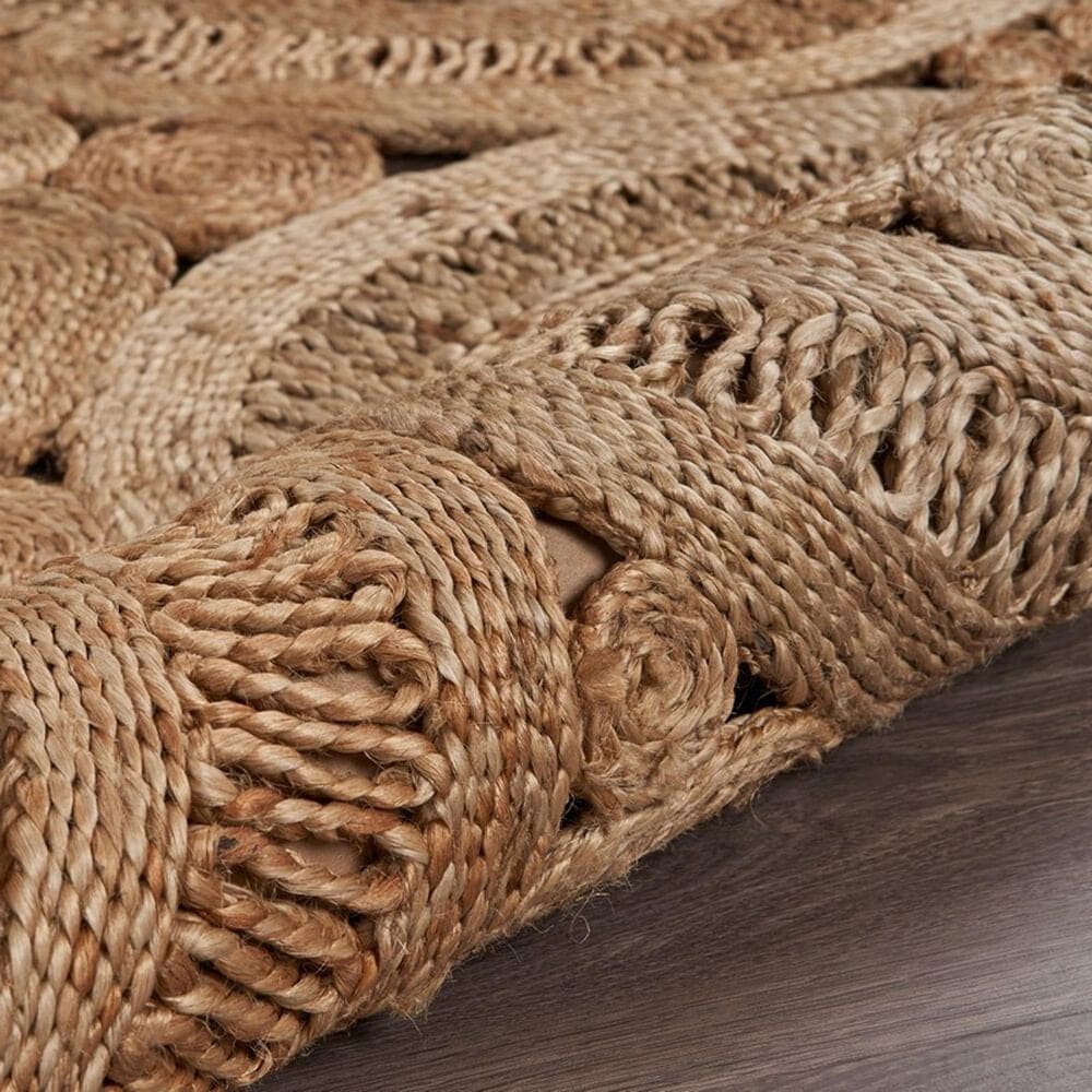 L&amp;R Resources Natural Jute 4&#39; Scalloped Natural Area Rug, , large